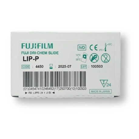Pruebas bioquímicas - Enzimas para plasma/suero Fuji Dri-Chem Slide LIP-P. Caja con 24 unidades, FUJ-LIP-P
