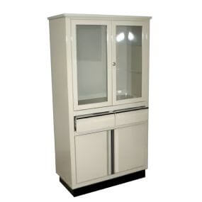 Vitrina doble Hamilton en acero inoxidable con cuatro cajones centrales 80 x 38 x 156
