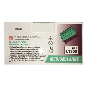 Clip de titanio modelo LigaClip Extra, grande-mediano, caja con 18 cartuchos