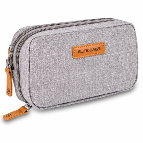 Estuche gris para insumos de diabetes con compartimento isotérmico y organizadores DIABETIC'S, EB-EB14.012