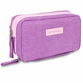 Estuche morado para insumos de diabetes con compartimento isotérmico y organizadores DIABETIC'S