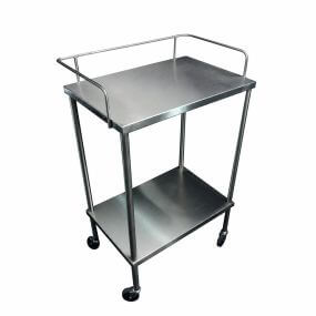 Mesa pasteur sin cajón cubierta y entrepaño de acero inoxidable llantas de 4" de gel