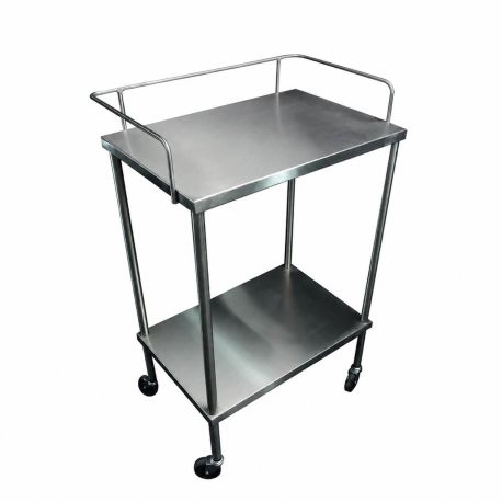 Mesa pasteur sin cajón cubierta y entrepaño de acero inoxidable llantas de 4" de gel, HEL-HM206