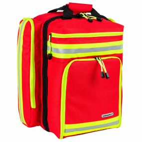 Mochila para primera intervención con compartimentos organizadores y espacio para desfibrilador