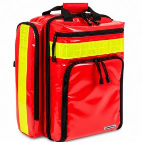 Mochila para rescate y soporte vital básico con compartimentos y espacio para desfibrilador