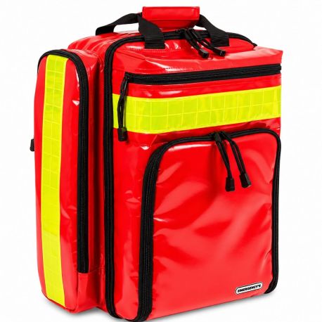 Mochila para rescate y soporte vital básico con compartimentos y espacio para desfibrilador, EB-EM13.029
