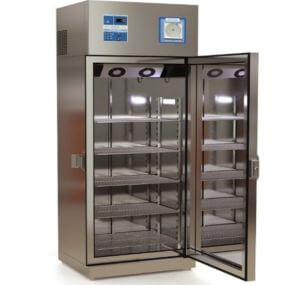 Refrigerador de 14 pies para biológicos y medicamentos inox. con 1 puerta de cristal y graficador