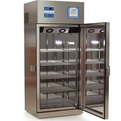 Refrigerador de 14 pies para biológicos y medicamentos inox. con 1 puerta de cristal y graficador, REF-RVACDV-14