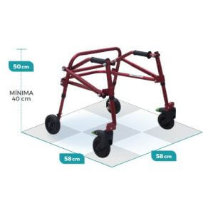 Andadera posterior pediátrica extrachica plegable con ruedas anti-reversa