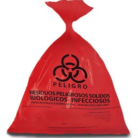 Bolsa roja de polietileno RPBI, calibre 200; 55 cm x 60 cm con 100 piezas