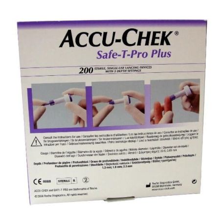 Puncionador accu-check safe t-pro plus con 200 piezas, ROC-FL3603539200