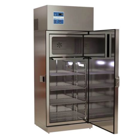 Refrigerador de 10 pies para vacunas con congelador de acero inoxidable y puerta sólida, REF-RVASCV-10