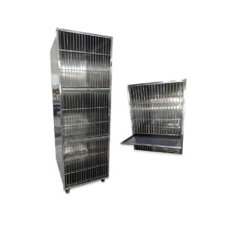 Jaula vertical veterinaria JAVMDI para especies menores en acero inoxidable 430, MOC-JAVMDI