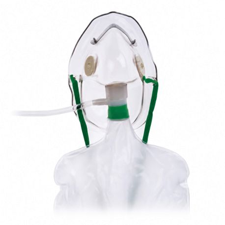 Mascarilla para oxigeno de no-reinhalación con válvula de seguridad adulto, caja con 50 piezas, HRC-1060